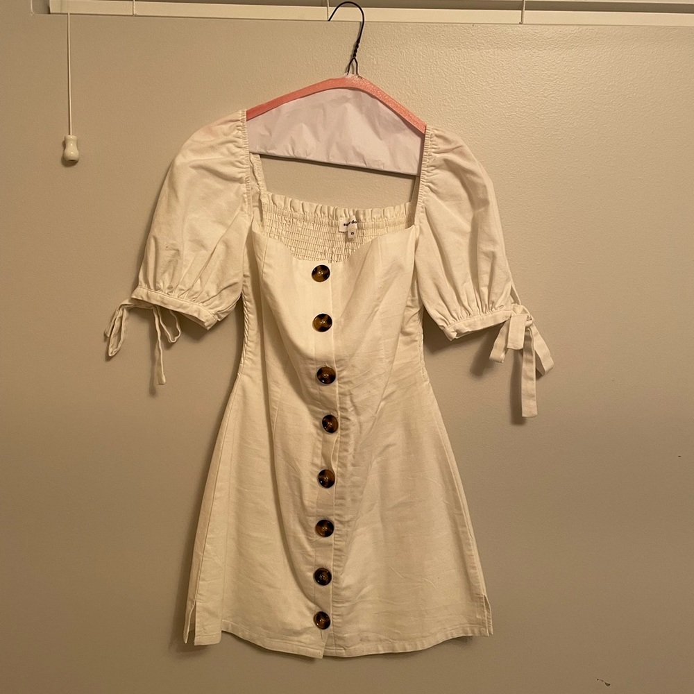 Superdown White Button Down Puff Sleeve Mini Dress - image 2